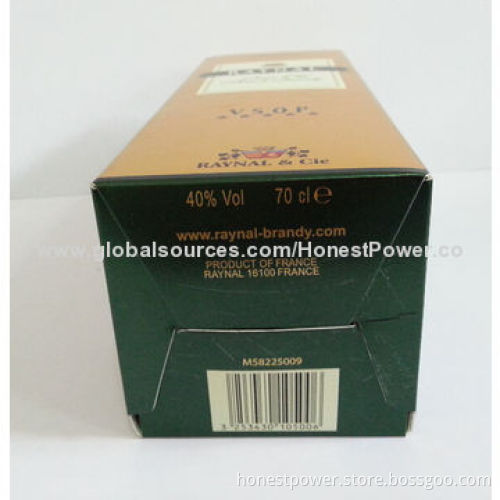 Wine Box with Spot UV Finish, Made of Gold Card Paper, Customized Logos and Sizes Accepted